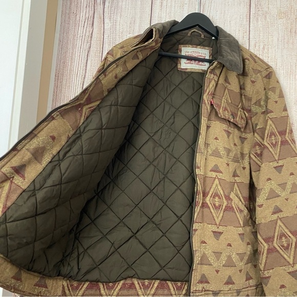 Levi’s Mens Workwear Cotton Canvas Geo print Trucker Depot Jacket size Large - Picture 11 of 16
